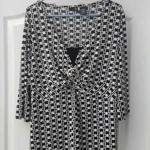 Vintage 3/4 sleeve plus size geometric print top